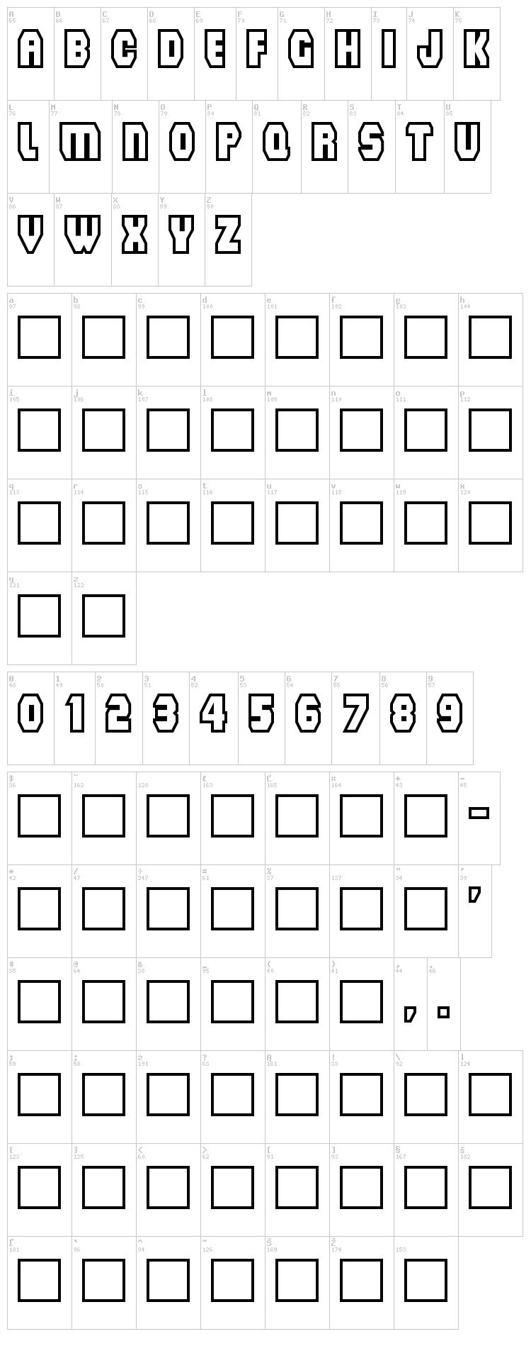 Mad Groove Clean font map